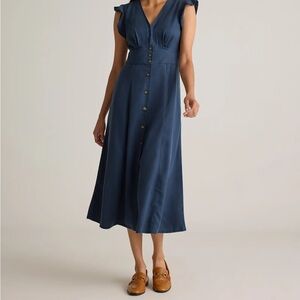 Quince Navy Button-Down Midi Dress NWT